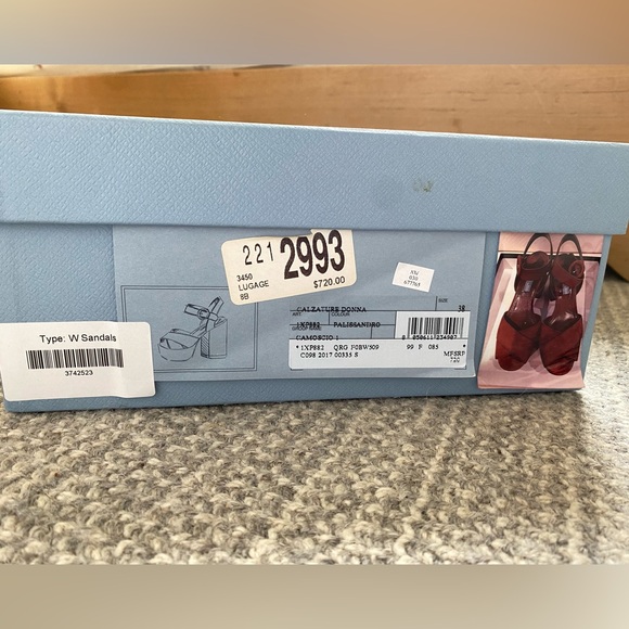 BNIB Prada Suede Platform Brown Sandal cross strap size 38 8 - Picture 7 of 10